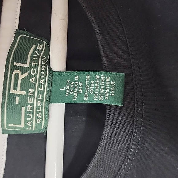 LRL Lauren Active Ralph Lauren black and white tee shirt size L - Picture 4 of 7